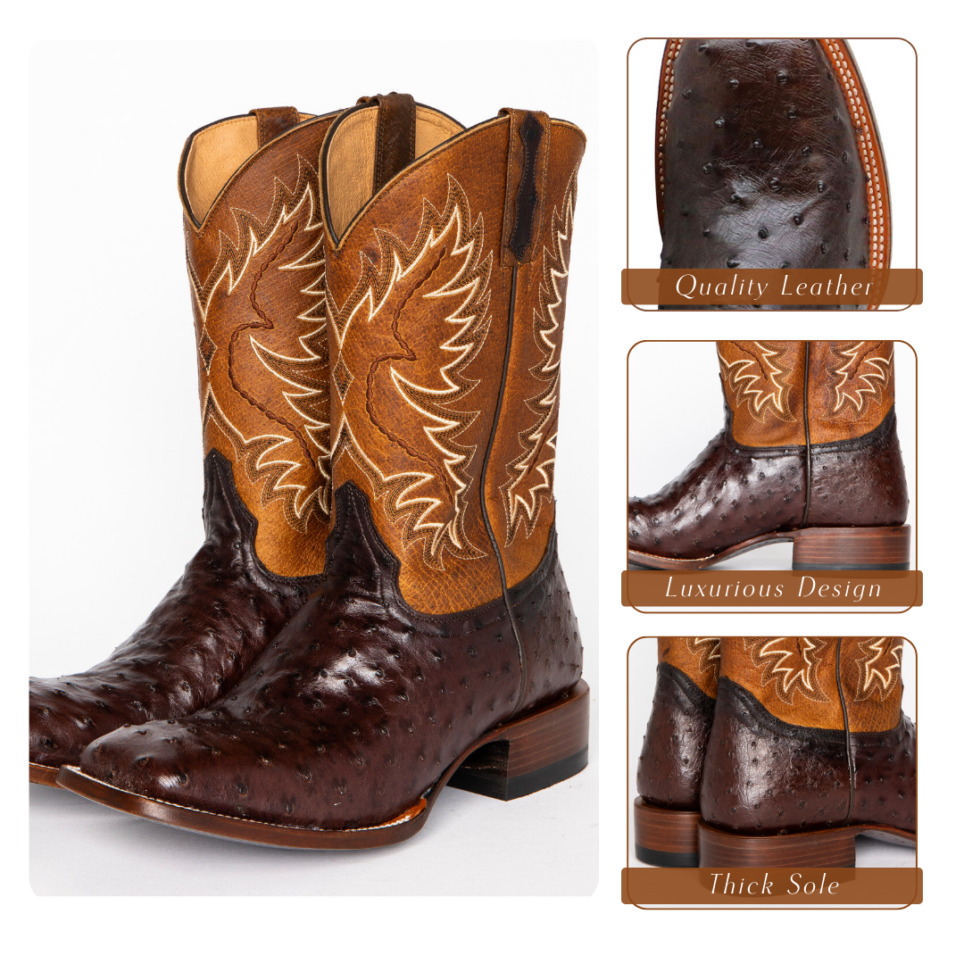 Gustav | Mid-calf Embroidered Leather Boots
